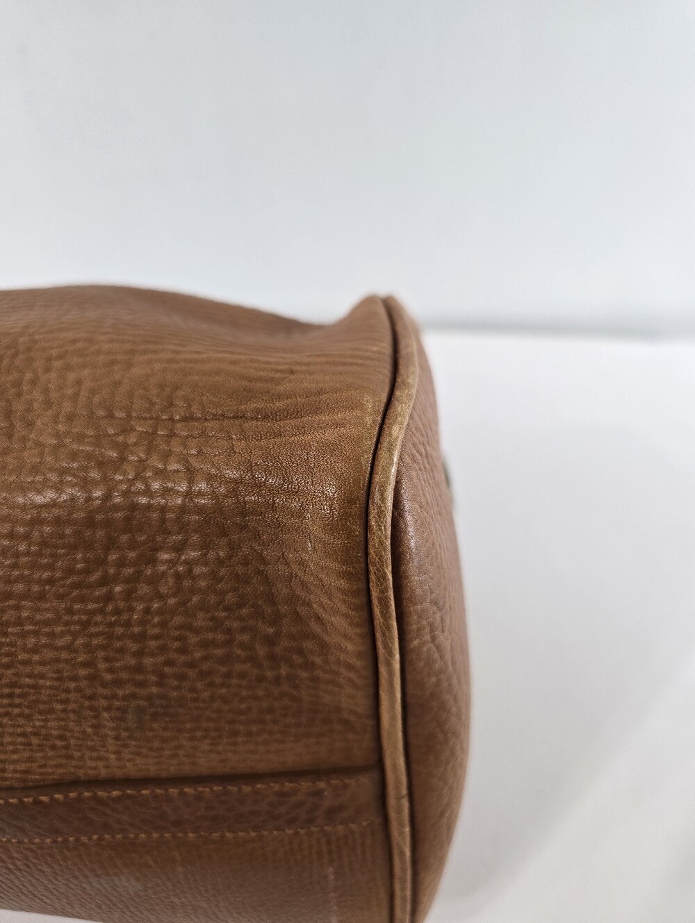 Ralph Lauren Vintage Speedy Dr Bag Pebble Saddle Tan Leather Satchel VTG 90s - Picture 9 of 16